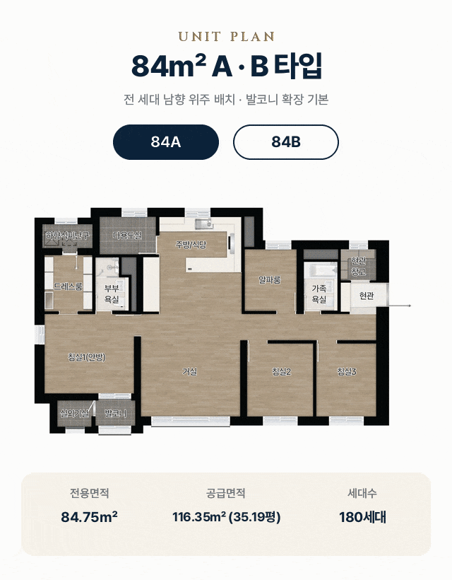 84㎡ A·B 타입 평면